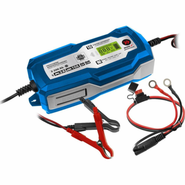 Dedra Mikroprocesorový usměrňovač 10A, LCD, 6/12V 3-200Ah...