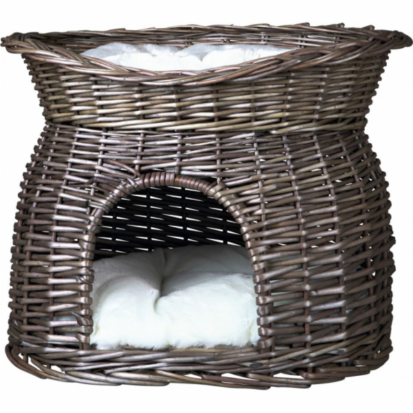 Proutěná postel Trixie se 2 polštáři, 54 × 43 × 37 cm, šedá