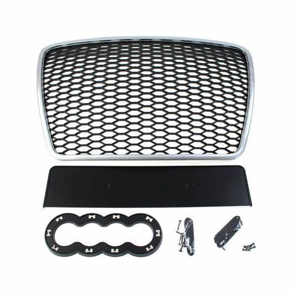 MTUNING_F GRILL AUDI A6 C6 RS Style Matt Silver-Black (09...