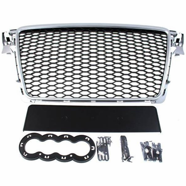 MTuning_F GRILL AUDI A4 B8 RS-STYLE STŘÍBRNOČERNÁ (08-12)...
