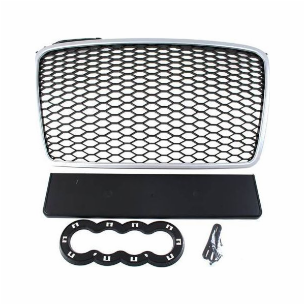 MTuning_F GRILL AUDI A4 B7 RS-STYLE STŘÍBRNO-ČERNÁ (04-08)