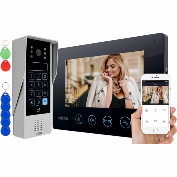 Eura Video-Intercom Eura VDP-90A3 Delta+ Black 7   , Full...