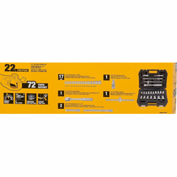 Dewalt 22 ks. Sada 1/2 zásuvek