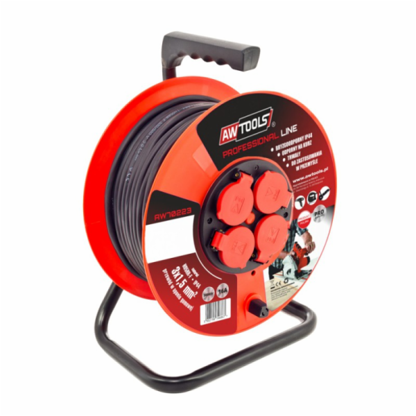 AWTools Prodlužovací buben profesionální 30m 3x2,5mm 16A ...