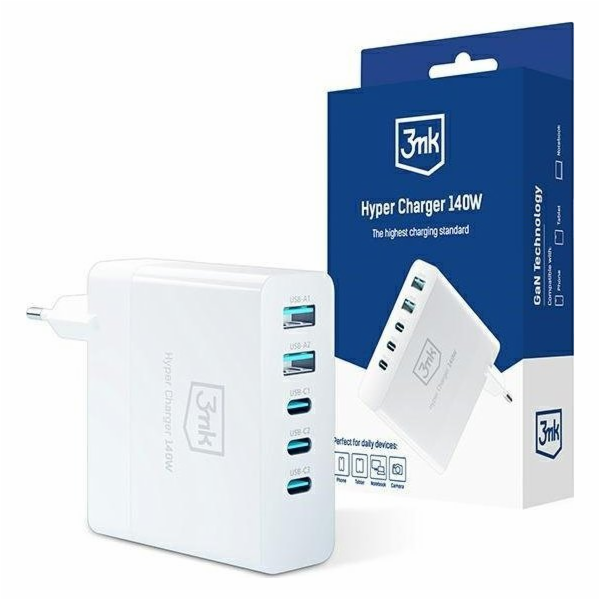 3mk síťová nabíječka - Hyper Charger 140W, GaN 3x USB-C (...