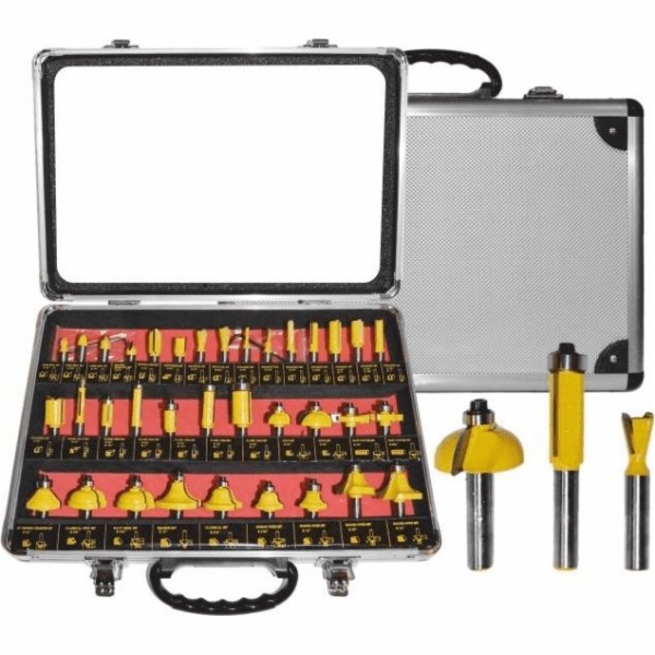 Řezačky na dřevo AWTools, sada 35 kusů, stopka 8 mm (AW40...
