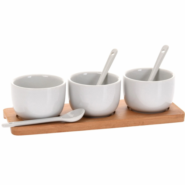 Servírovací misky se lžičkami porcelán / bambus KO-795880010