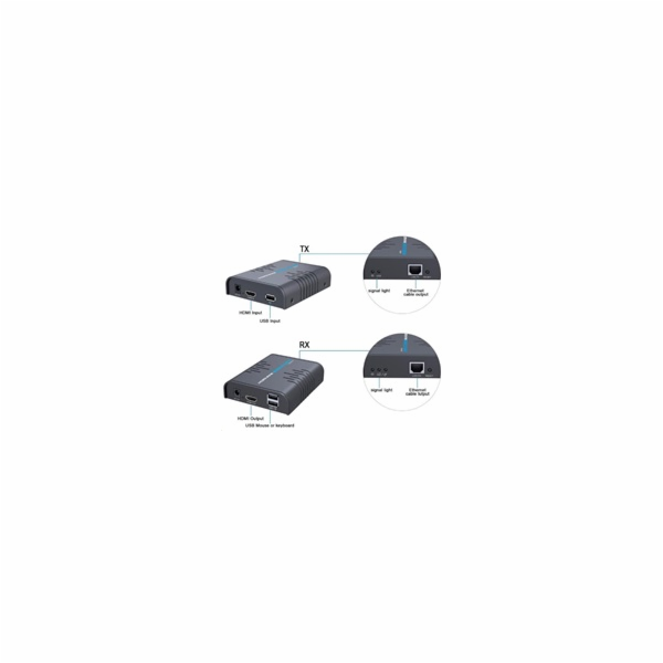 PREMIUMCORD HDMI KVM extender s USB na 120m přes jeden ka...