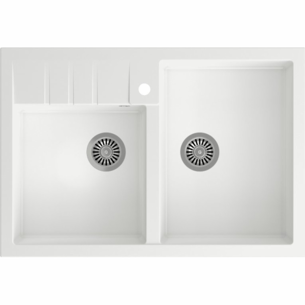 Dřez&nbsp;Quadron&nbsp;BILL&nbsp;120&nbsp;GraniteQ&nbsp;bílá/ocelové&nbsp;prvky