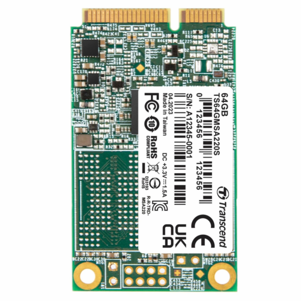TRANSCEND MSA220S 64GB SSD disk mSATA, SATA III 6Gb/s (3D...