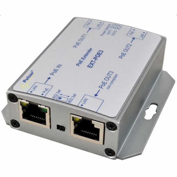 PoE extender s rozbočením na tři IP kamery