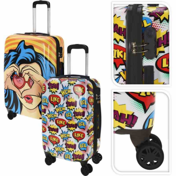 Kufr cestovní na kolečkách sada 2 ks  motiv pop art KO-DG...