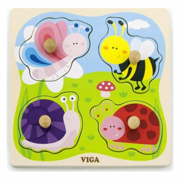 Dřevěné vkládací puzzle hmyz Viga