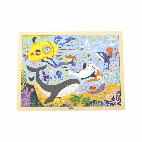 Dřevěné puzzle 48 dílků Viga Mořský život