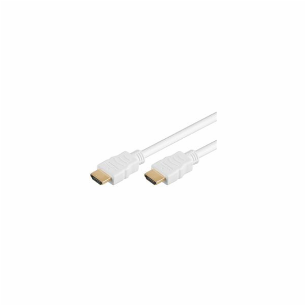 PremiumCord HDMI High Speed + Ethernet kabel,bílý, zlacen...