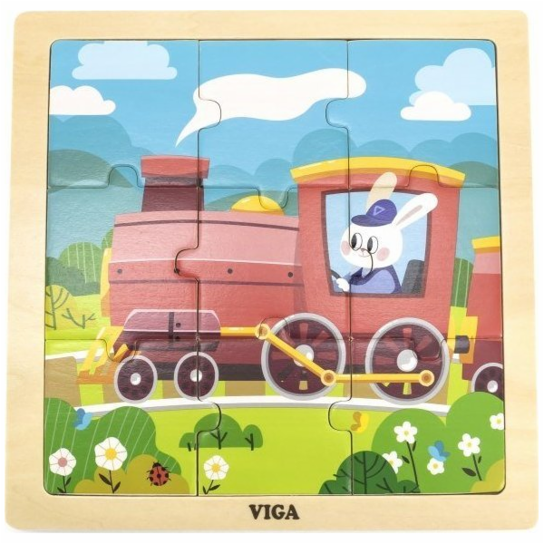 Dřevěné puzzle pro nejmenší Viga 9 ks Vlak