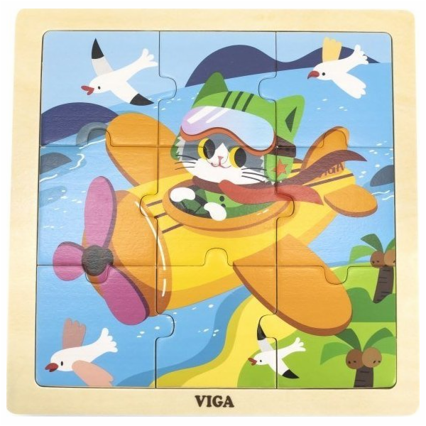 Dřevěné puzzle pro nejmenší Viga 9 ks Letadlo