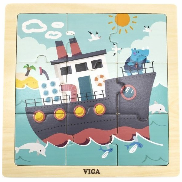 Dřevěné puzzle pro nejmenší Viga 9 ks Loď
