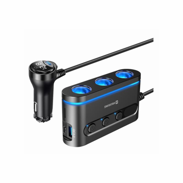 Swissten autoadaptér s výstupem 3x cl, 2x ucb-c pd a 1x u...