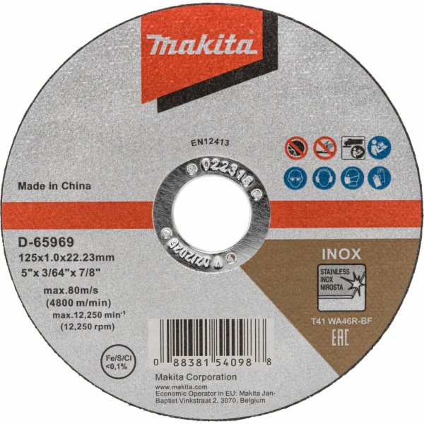 Makita D-65969  cutting disk 125x1,0mm INOX