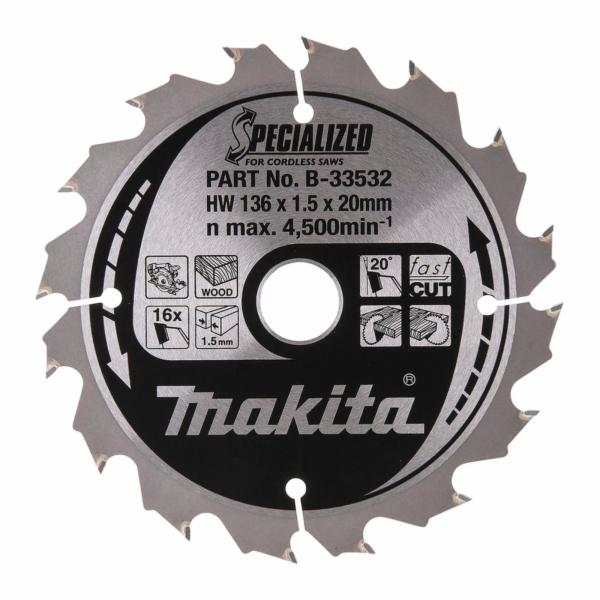 Makita B-33532 SPECIALIZED Saw Blade 136x20x16Z