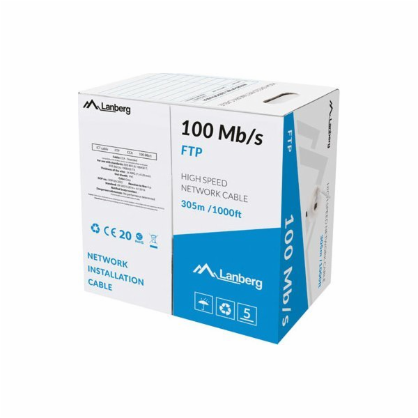 LANBERG LAN FTP KABEL 100MB/S 305M KABEL CCA ŠEDÝ