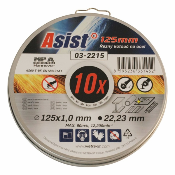 ASIST 10x řezný kotouč 125x1mm v boxu