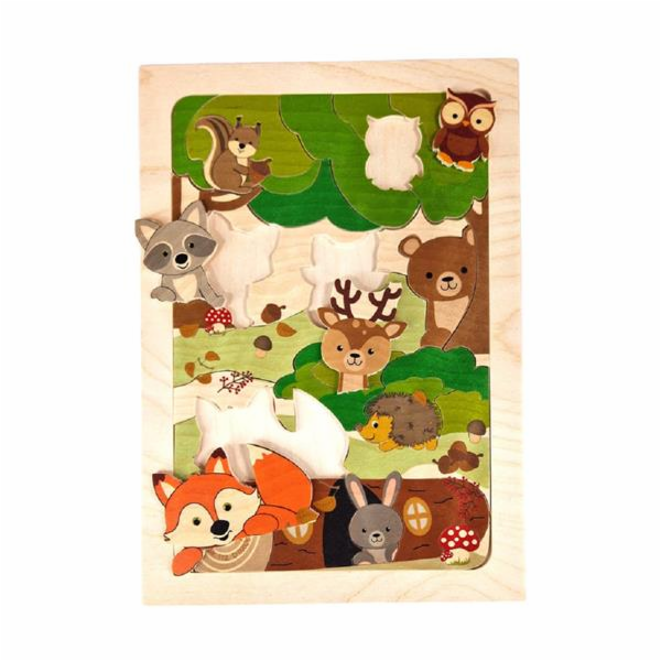 Hess Dřevěné puzzle liška a zvířátka z lesa