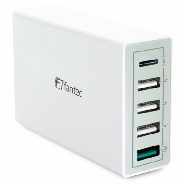 FANTEC QC3-A51 Quick Charge 3.0 40W 5 USB Ports weiß