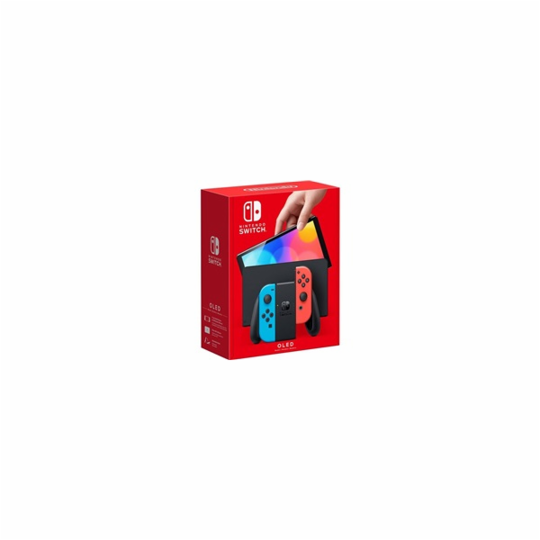 Nintendo Switch console with neon red&blue Joy-Con