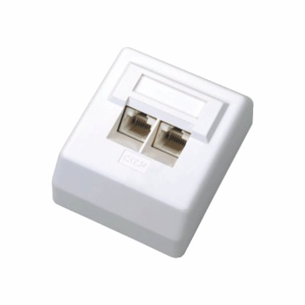 DATACOM Datová zásuvka UTP CAT6 2xRJ45 na omítku 45st. bílá