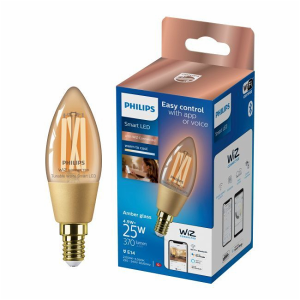 LED žárovka WIFI C35 E14 4,9W 370LM TW AMB