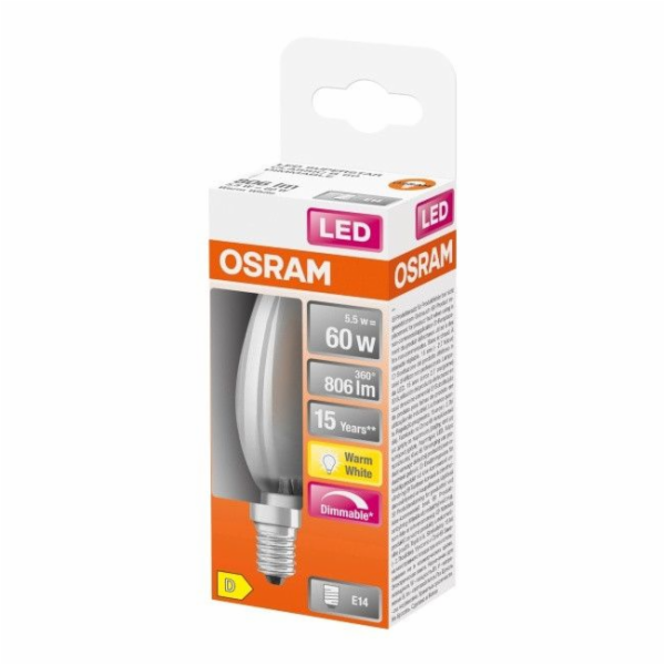 LED žárovka OSRAM, B35, E14, 6,5 W, 806 lm, 2700 K