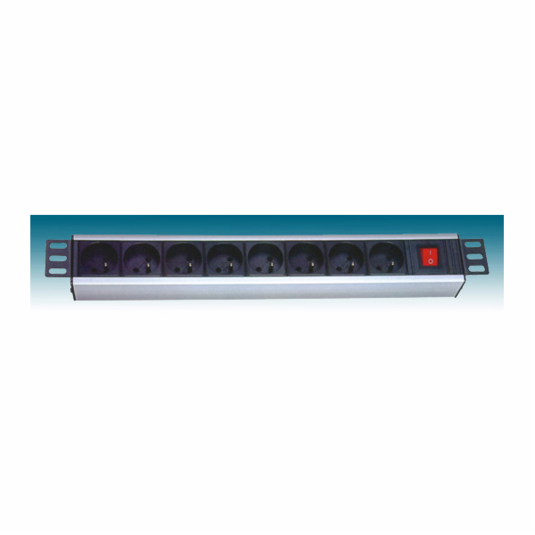 PremiumCord 19" PDU, 1.5U, 8x230V, 2m kabel Euro, vypínač