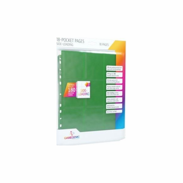 Gamegenic : 18-kapesní stránky Sideloading – Zelená (10 ks)