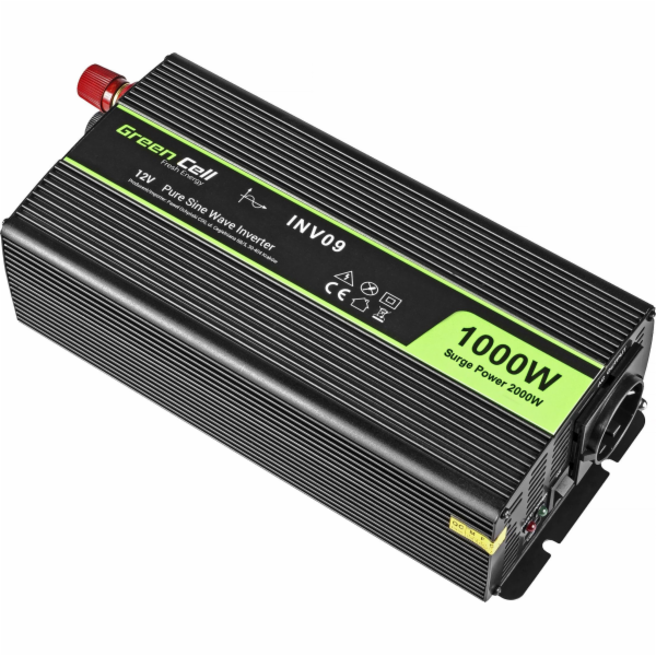 Green Cell INV09 zdroj/transformátor Auto 1000 W Černá