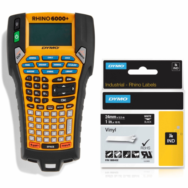 Dymo Rhino 6000+ Vinyl 24 mm x 5,5 m bila na cerna