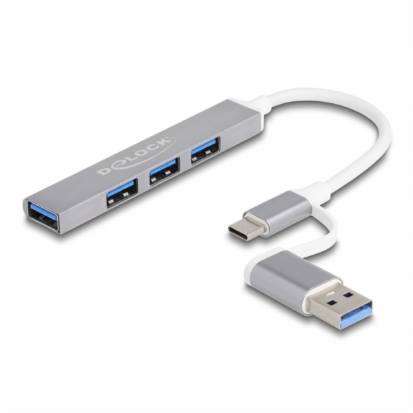 DeLOCK 4portový tenký USB hub s USB Type-C nebo USB Type-...