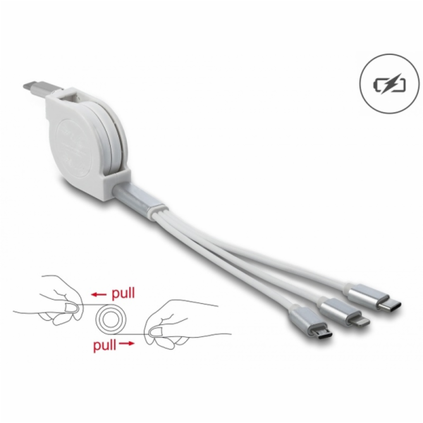 Delock Zatažitelný kabel USB Type-C™ 3 in 1 pro konektory...