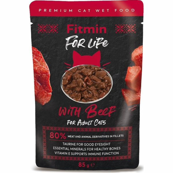 FITMIN For Life Adult Beef - mokré krmivo pro kočky - 85 g
