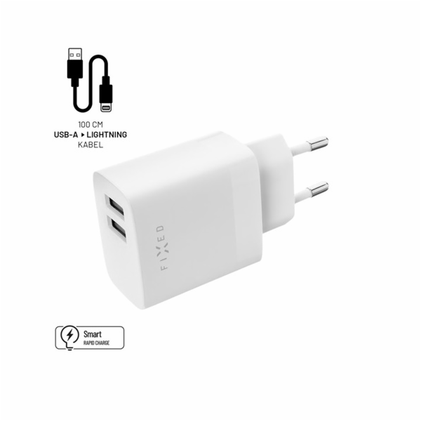 Fixed nabíječ USB/Lig 17W FIXC17N-2UL-WH