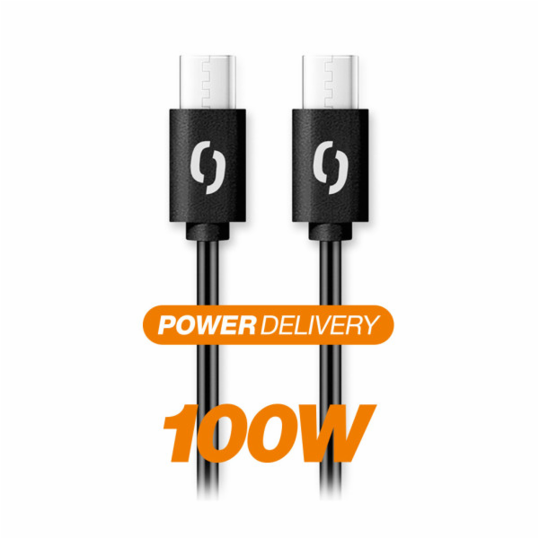 Datový kabel ALIGATOR POWER 100W, USB-C/USB-C 5A, 1,5m černý