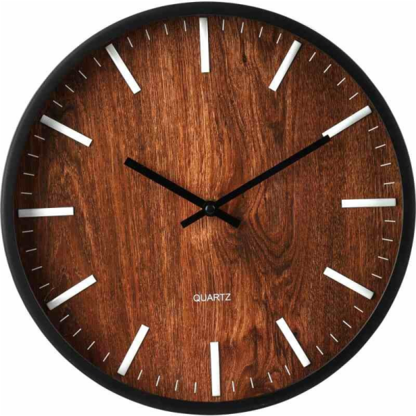 Nástěnné hodiny 30 cm tmavé dřevo KO-837362320