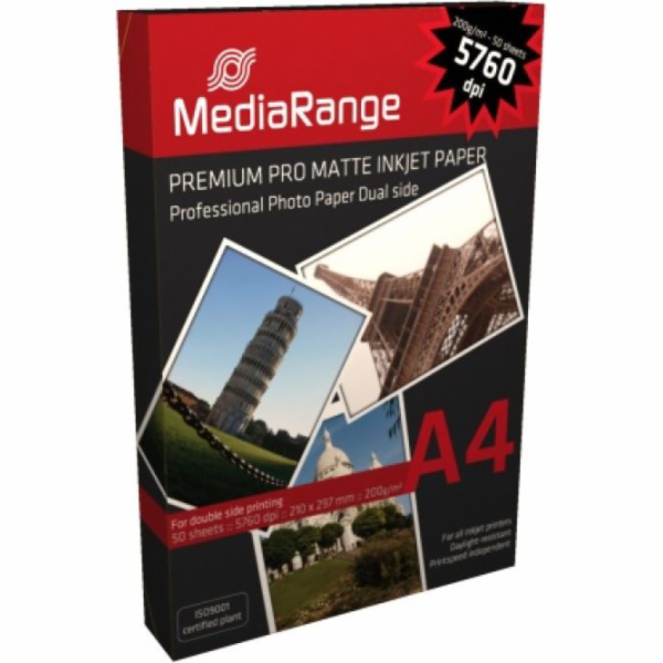 MediaRange A4 50 listů 200g oboustranně matný inkoust