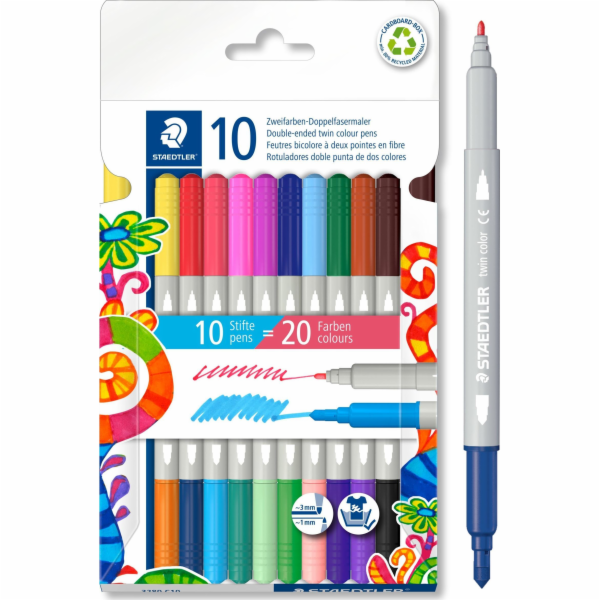 STAEDTLER Fixy "3280", 20 různých barev, sada, 1-3 mm, ob...
