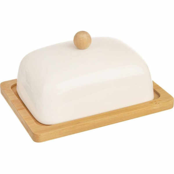 Máslenka oblá WHITELINE porcelán/bambus