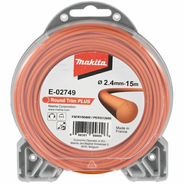 Makita struna nylonová Plus 2,4mm, 15m, oranžová, kulatá