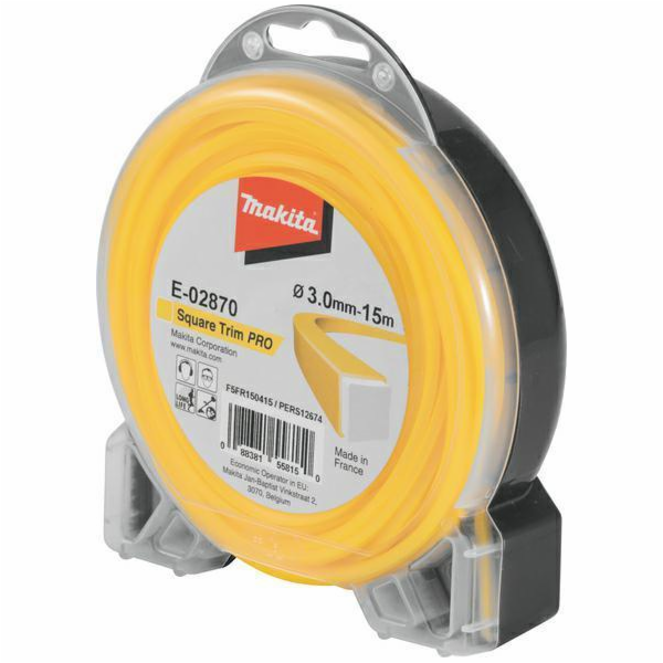 Makita struna nylonová Pro 3,0mm, 15m, žlutá, hranatá