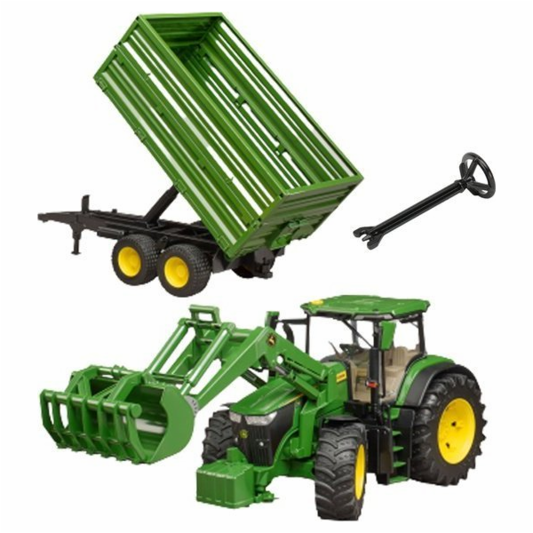 Bruder Traktor John Deere 7R 350 s čelním nakladačem a ta...
