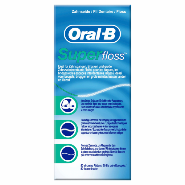 Oral-B Super Floss ortodontická zubní nit pro rovnátka 50 ks